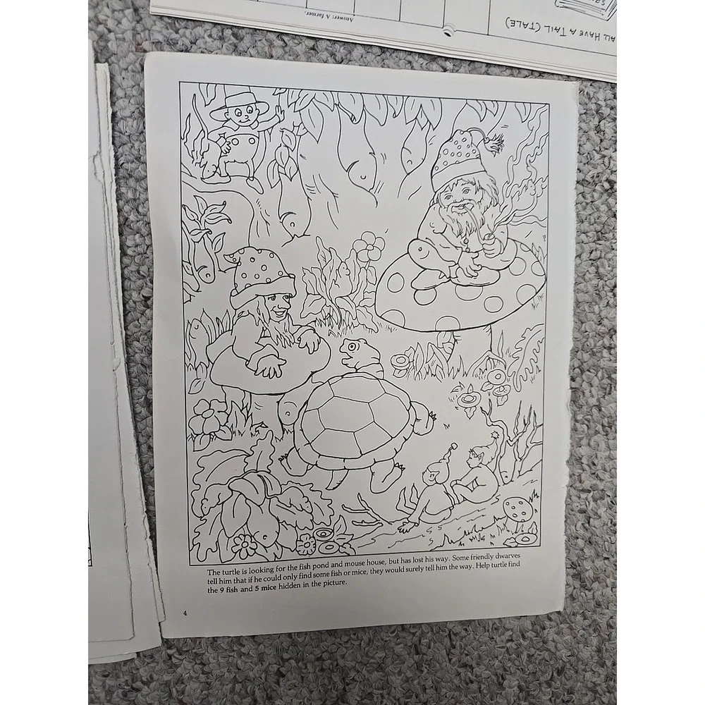 VTG Ephemera Junk Journal Calendar Gnome Nature Children's Coloring Sheets 19 Pg
